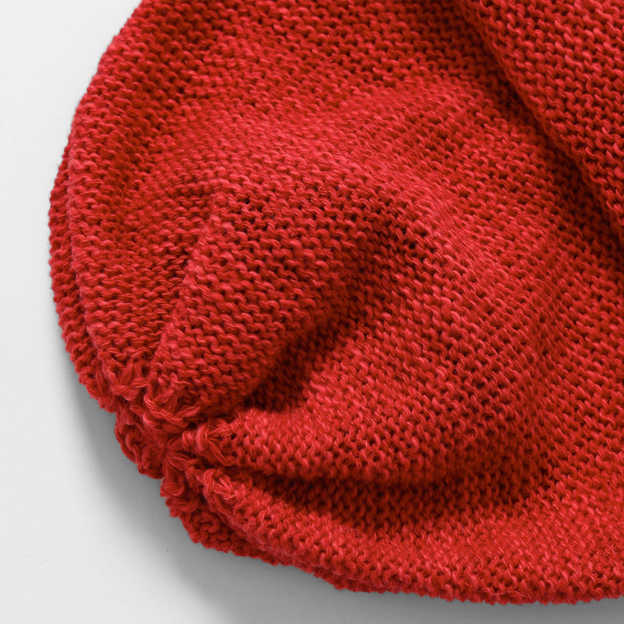 Roll Up Beanie (Linen/Cotton) - Red