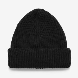 Merino Ribbed Beanie - Black