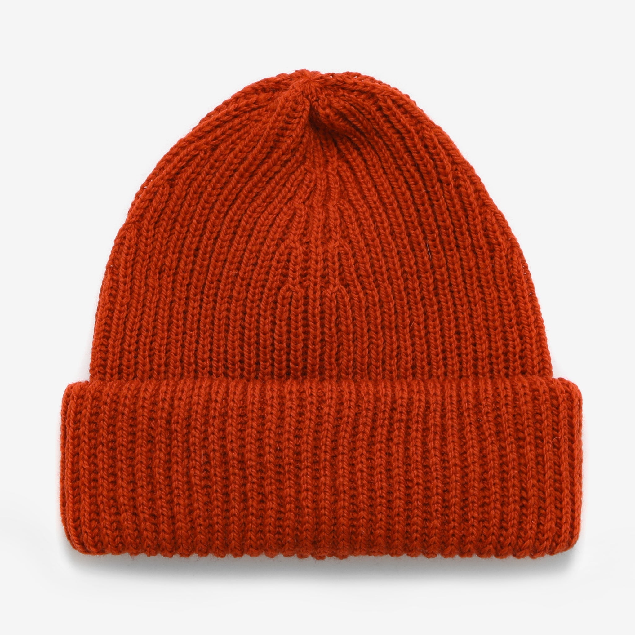 Merino Ribbed Beanie - Burnt Orange