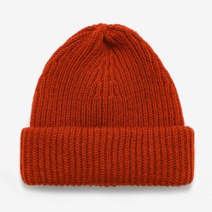 Merino Ribbed Beanie - Burnt Orange