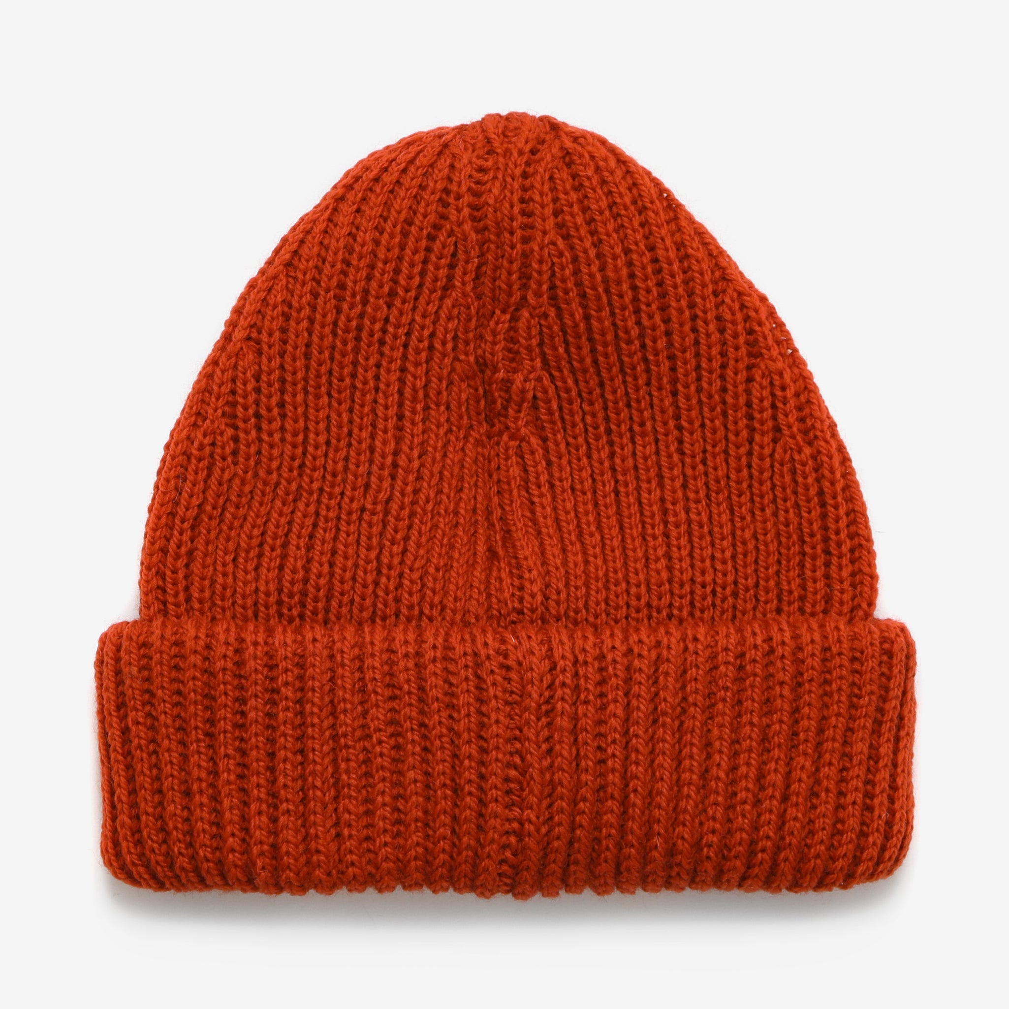 Merino Ribbed Beanie - Burnt Orange