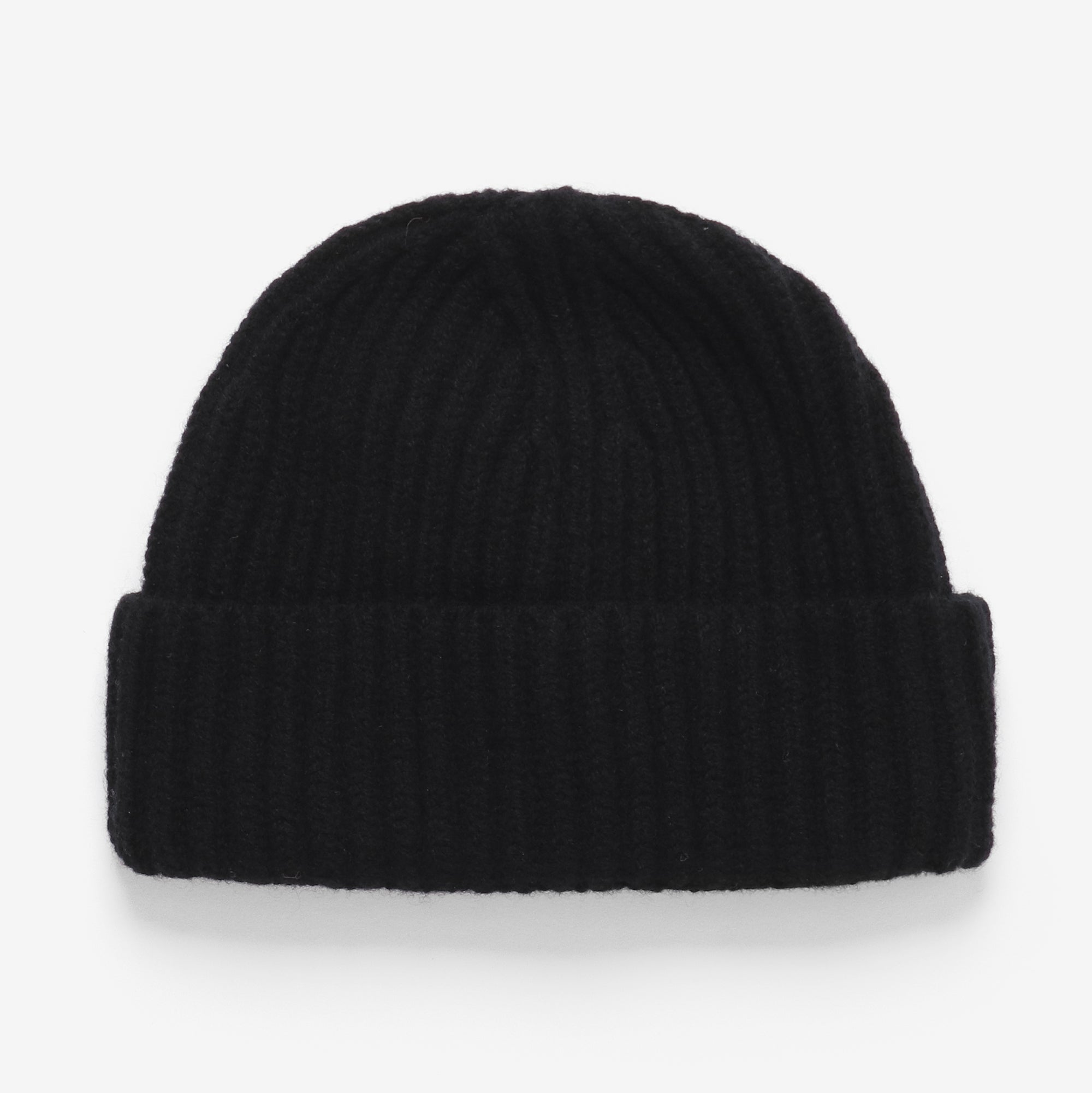 Lambswool Rib Beanie - Black