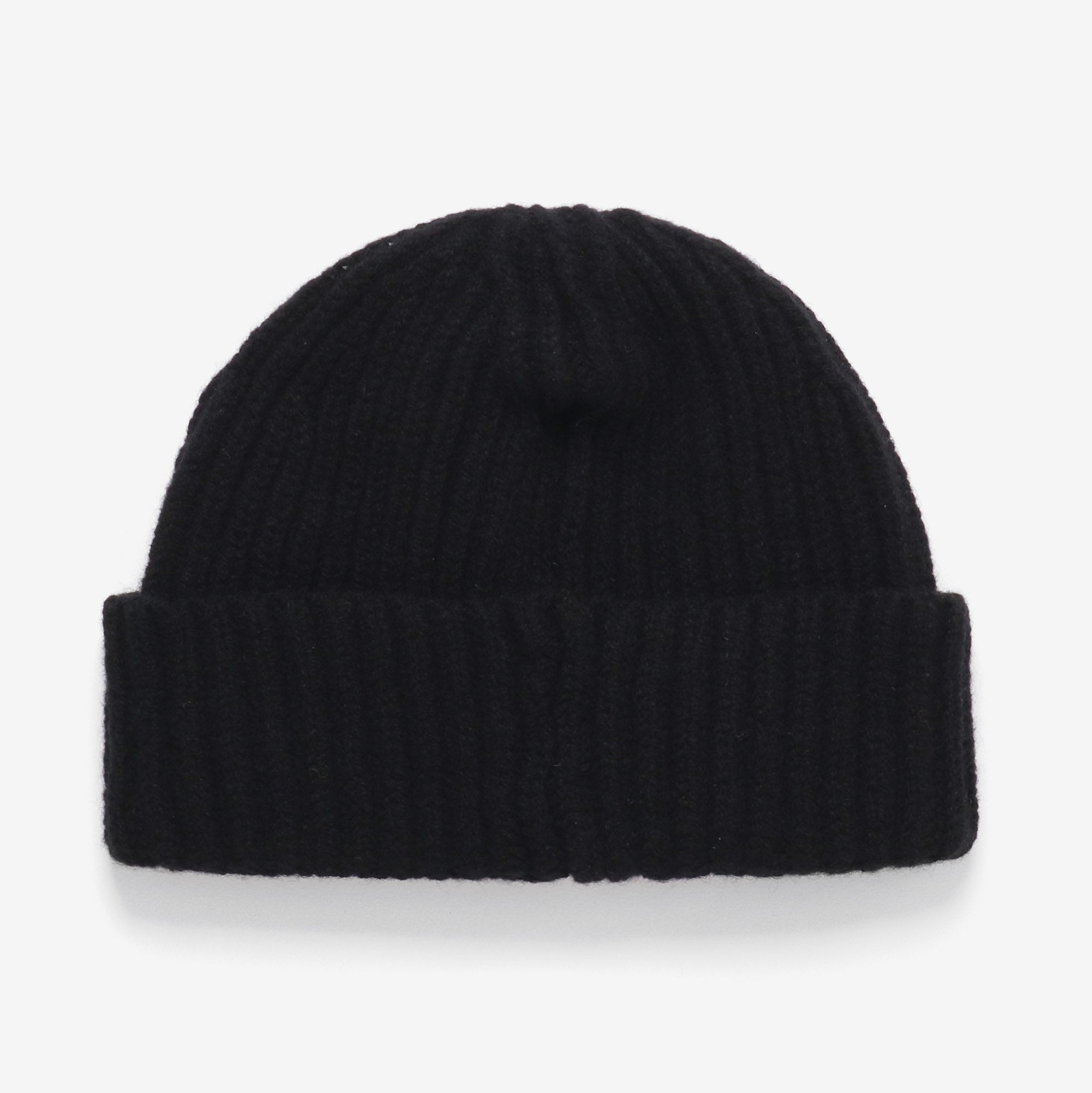 Lambswool Rib Beanie - Black