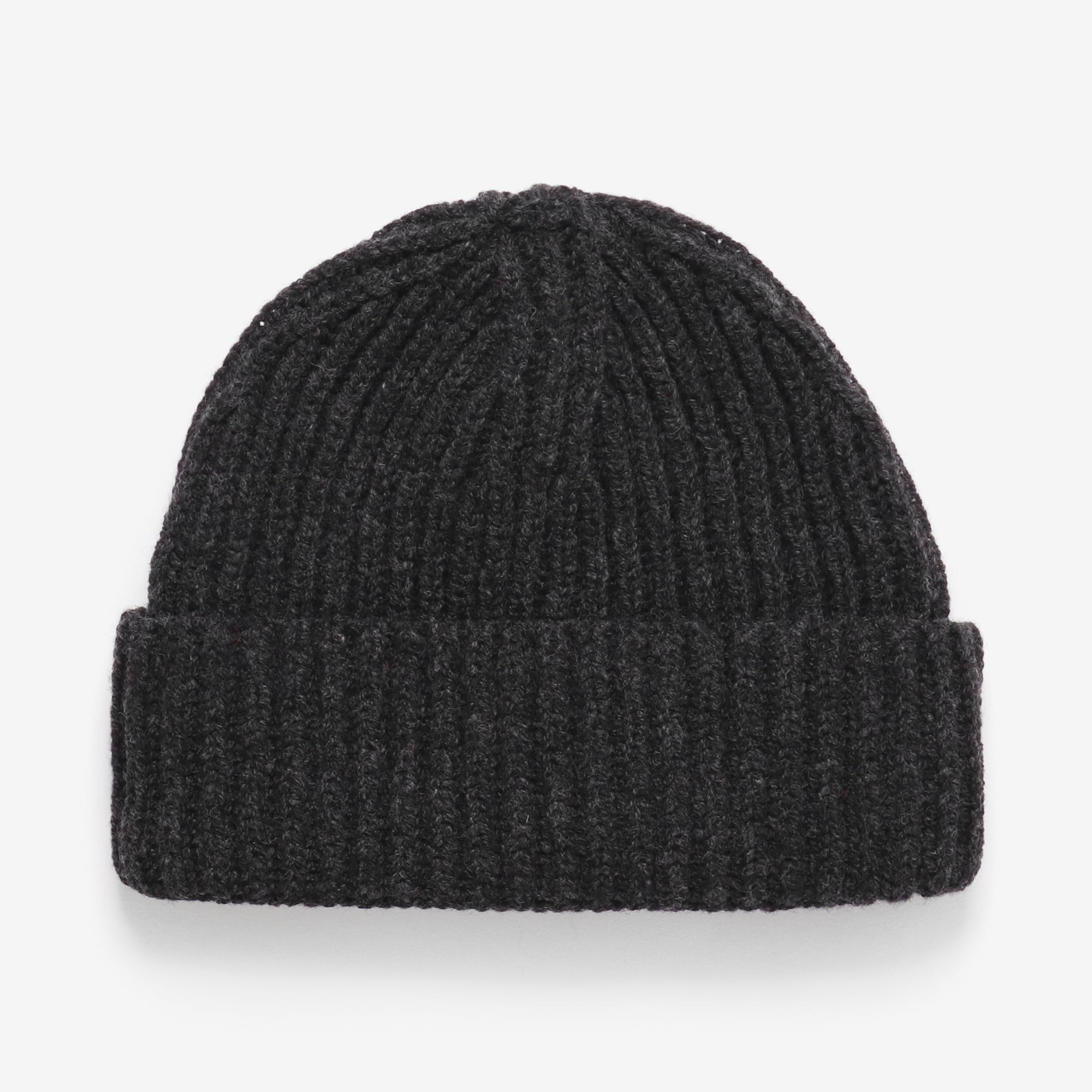 Lambswool Rib Beanie - Charcoal