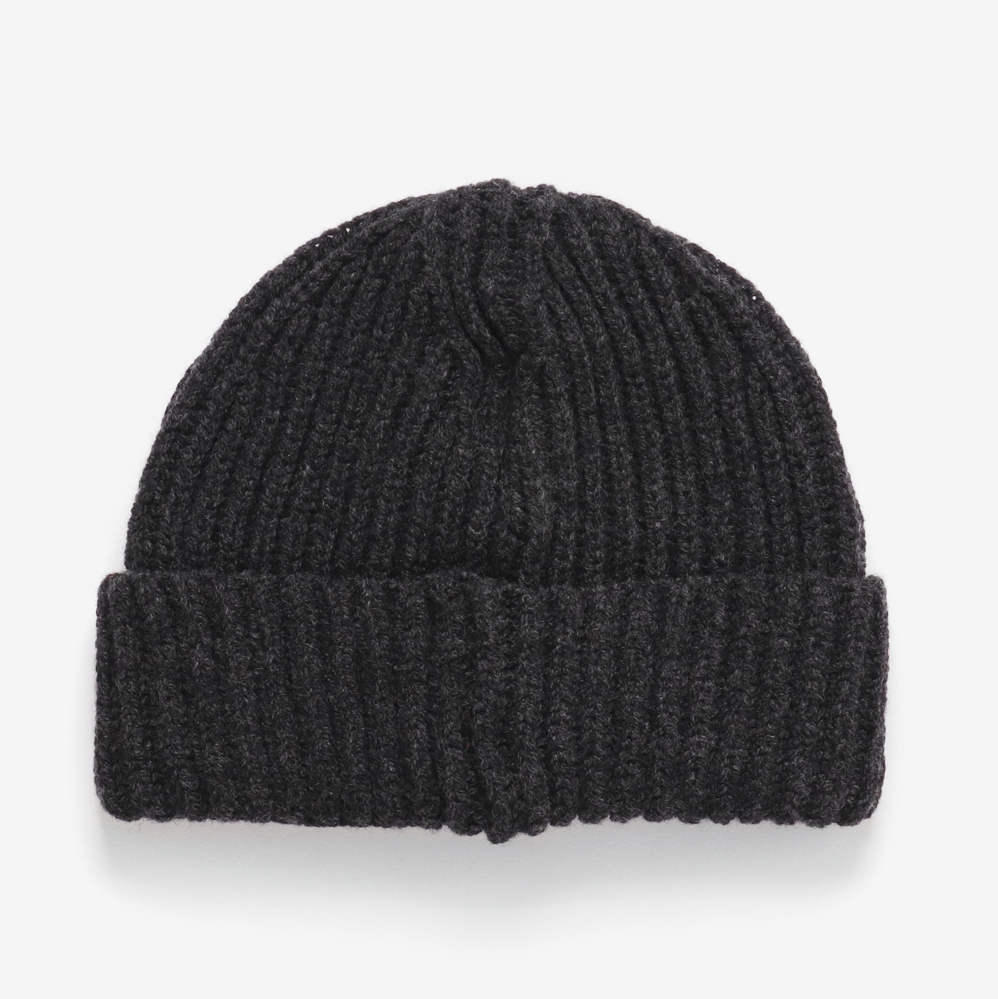 Lambswool Rib Beanie - Charcoal