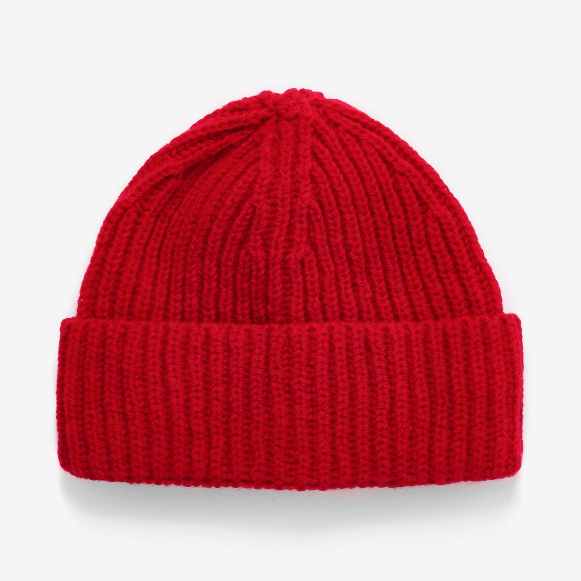 Lambswool Rib Beanie - Red