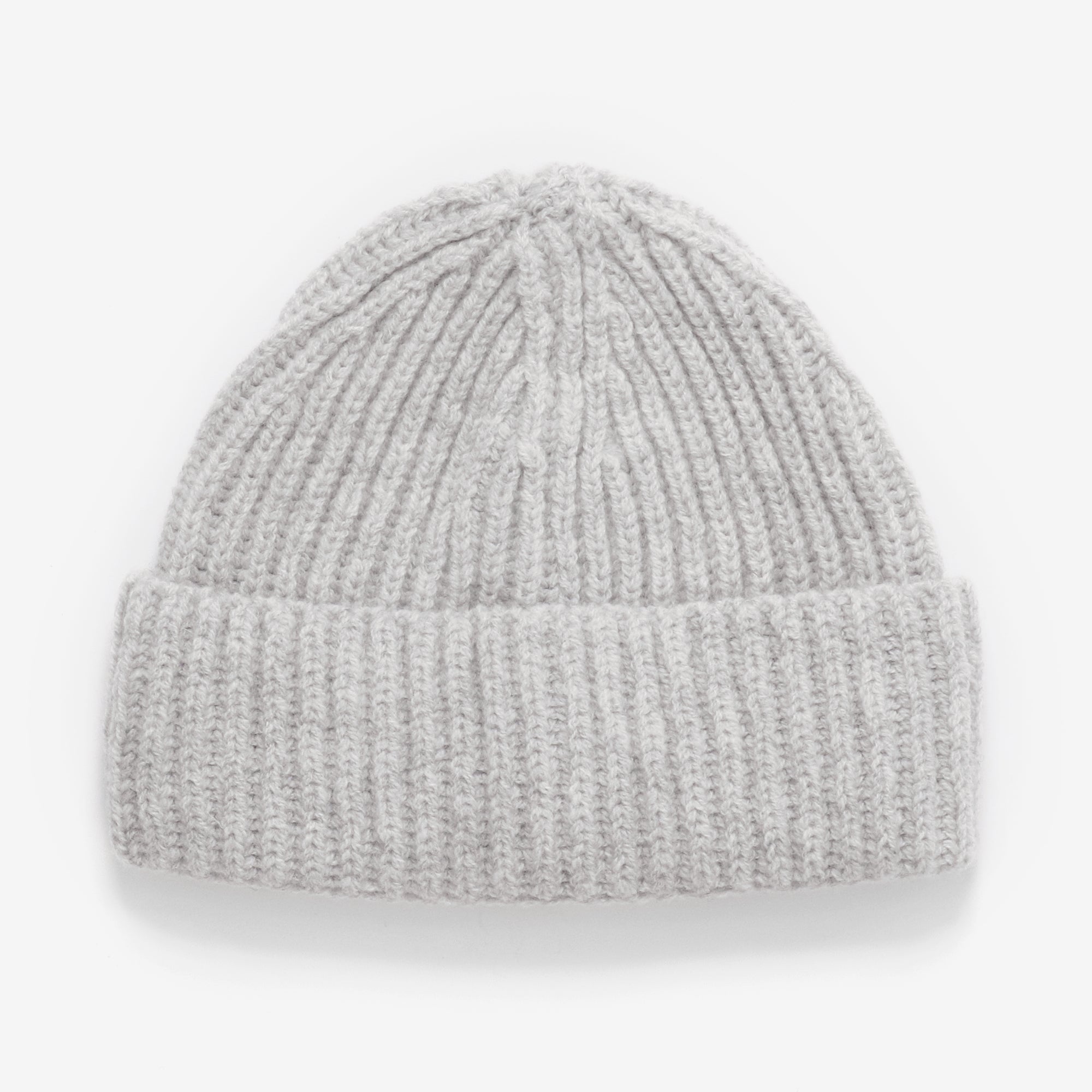 Lambswool Rib Beanie - Light Grey