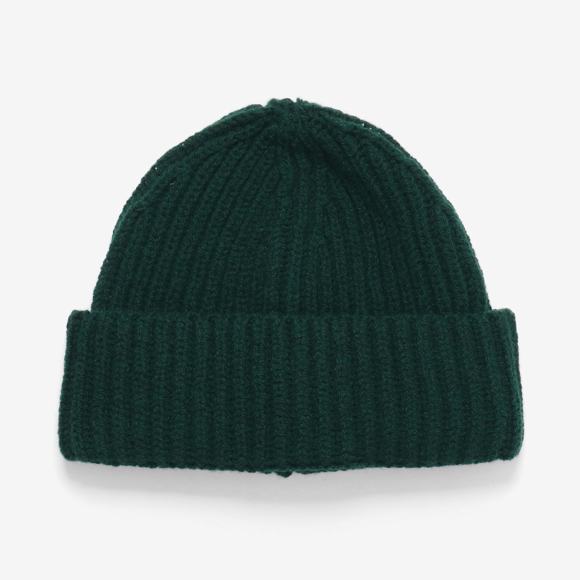 Lambswool Rib Beanie - Dark Green