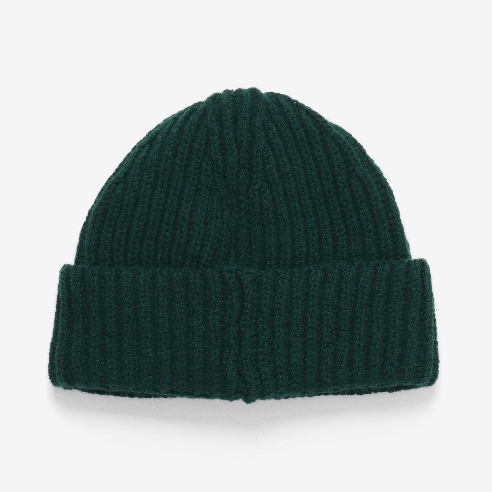 Lambswool Rib Beanie - Dark Green