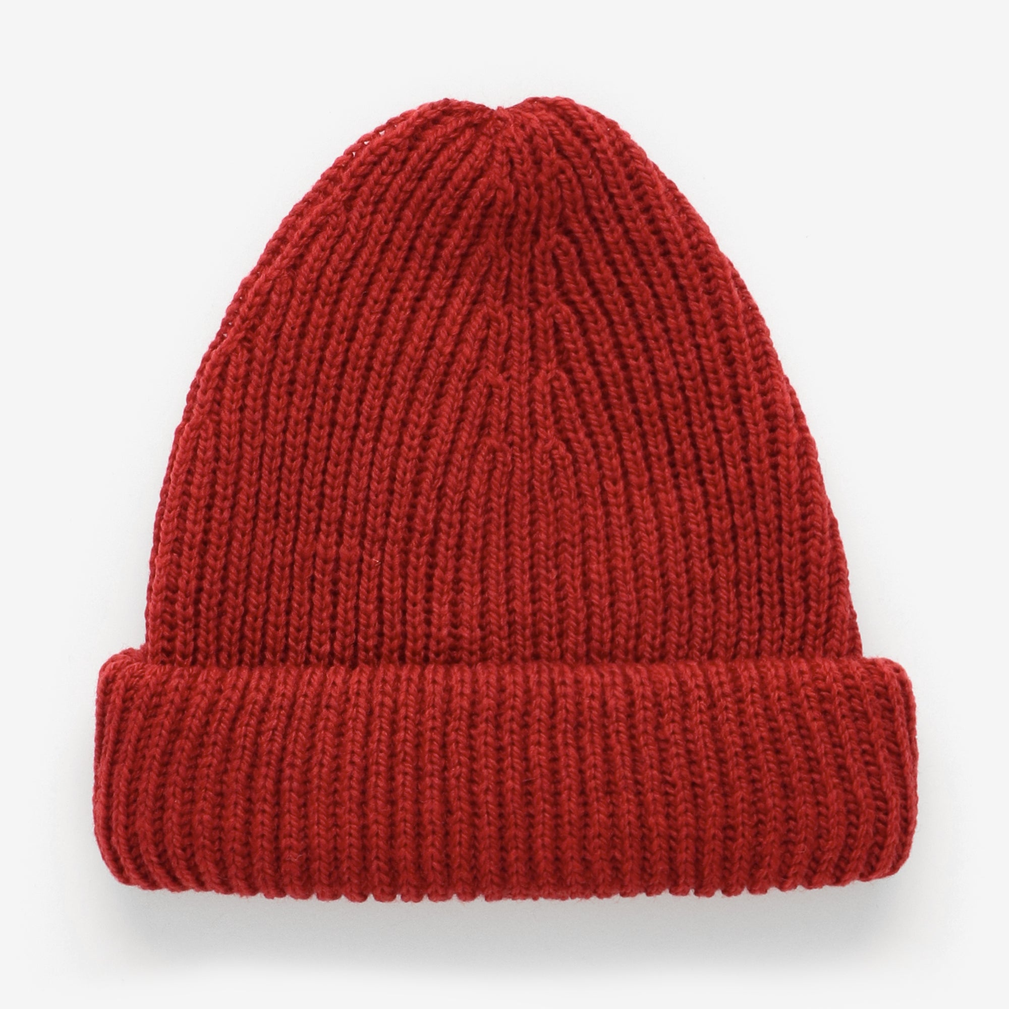 Merino Ribbed Beanie - Red