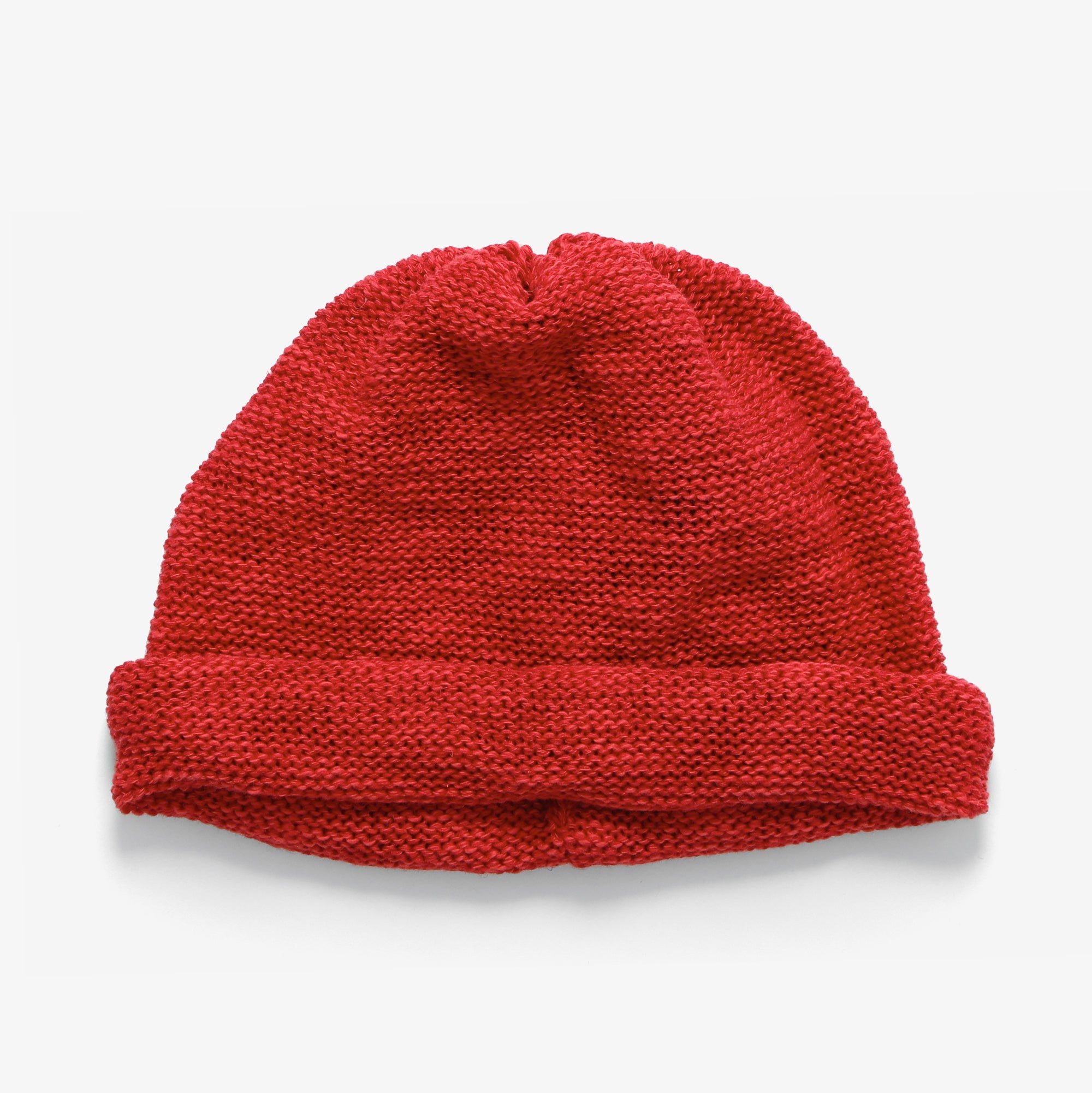 Roll Up Beanie (Linen/Cotton) - Red