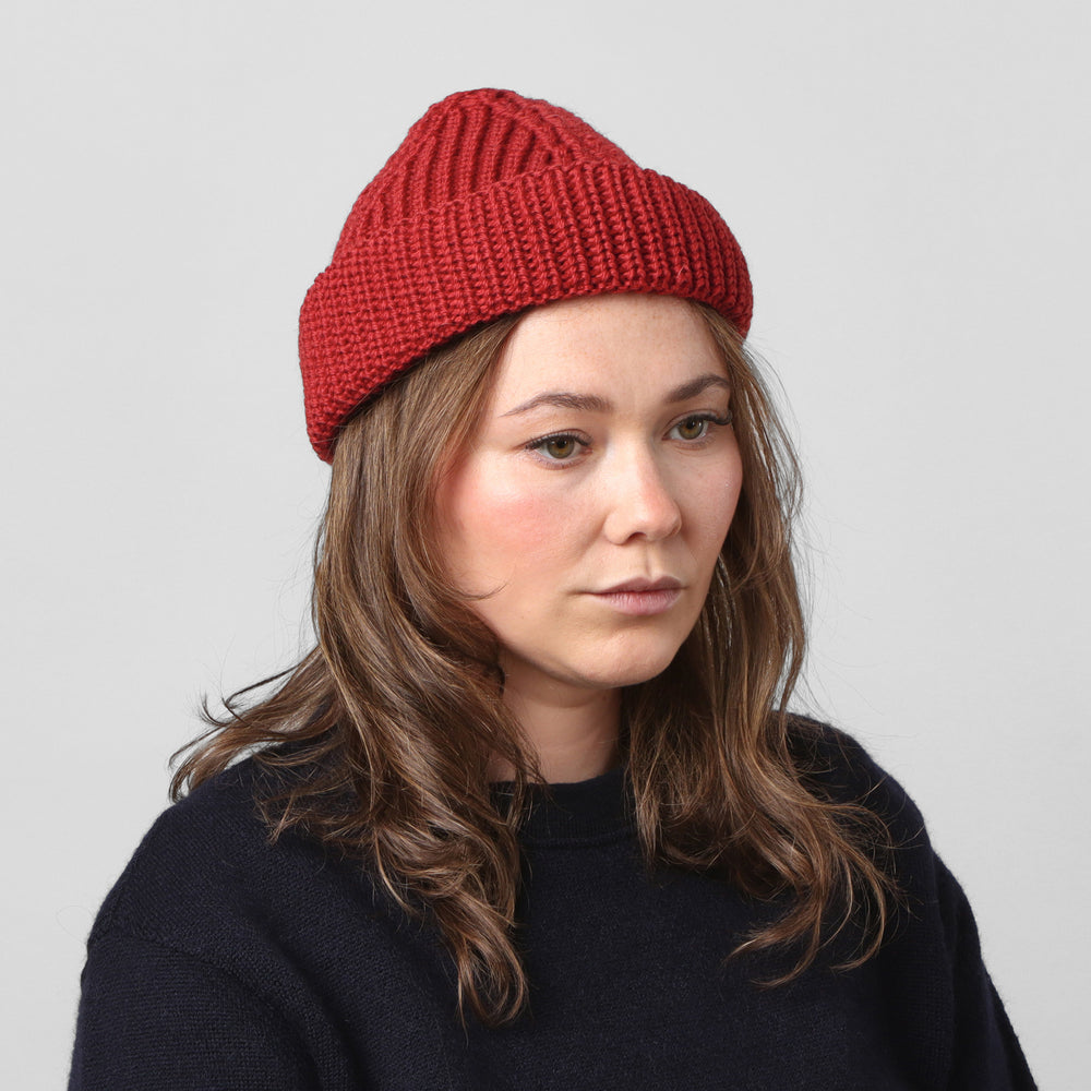 Merino Skull Cap - Cherry Red