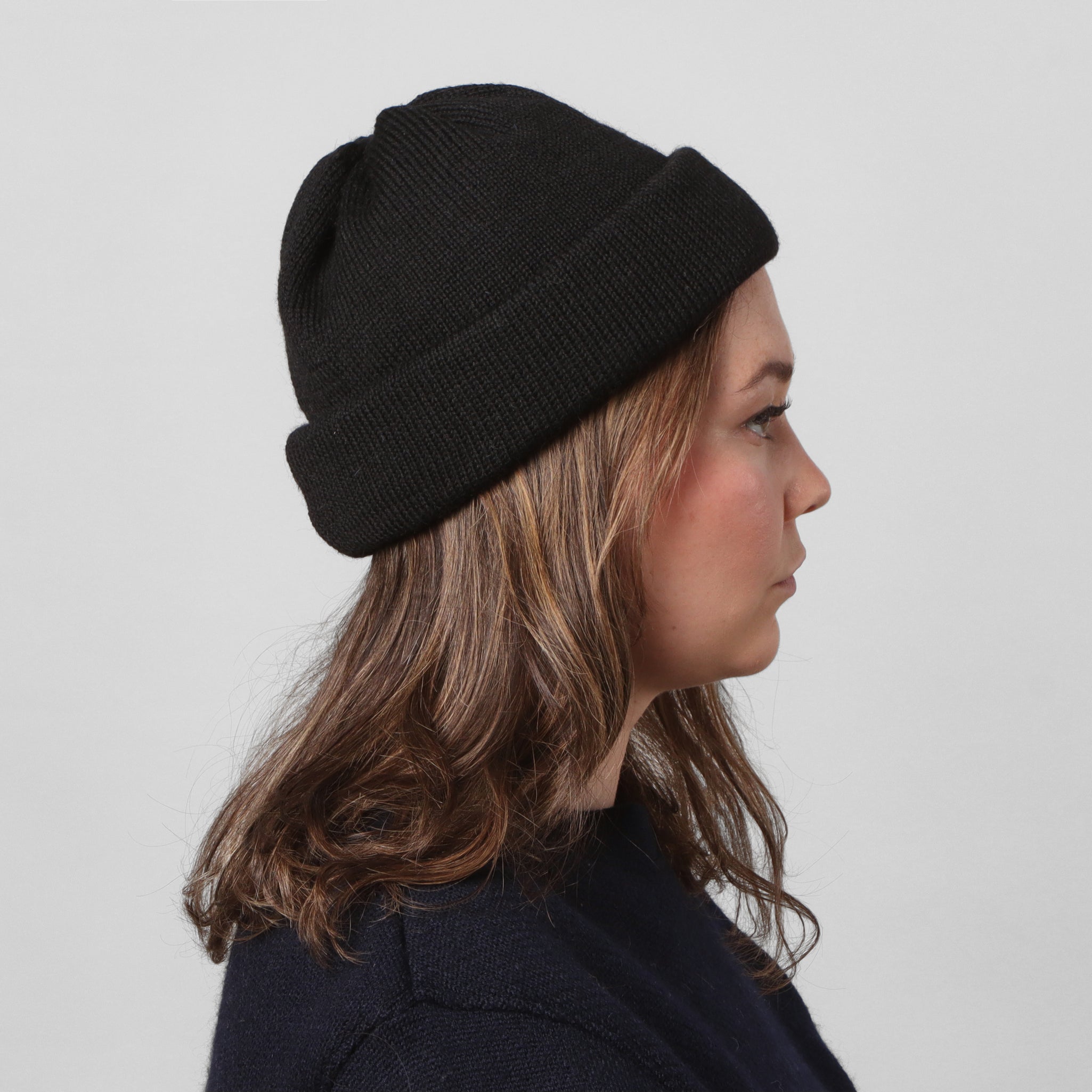 Wool 7G Tubular Hat - Black