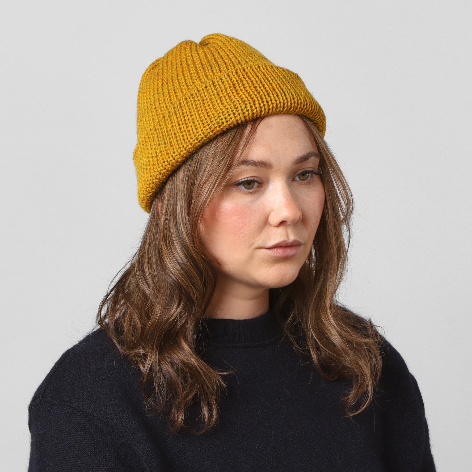 Wool Tubular Short Watchcap - Black