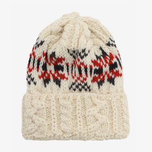 Cable Knit Snowflake Hat - Ecru