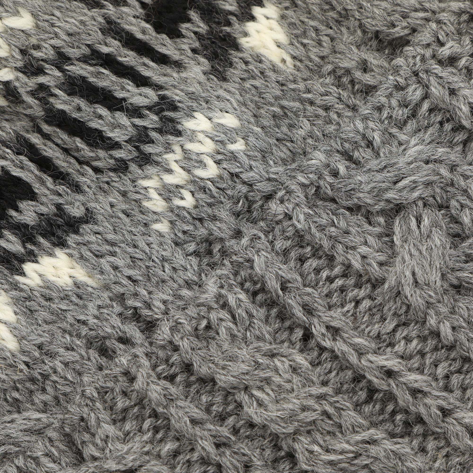 Cable Knit Snowflake Hat - Grey